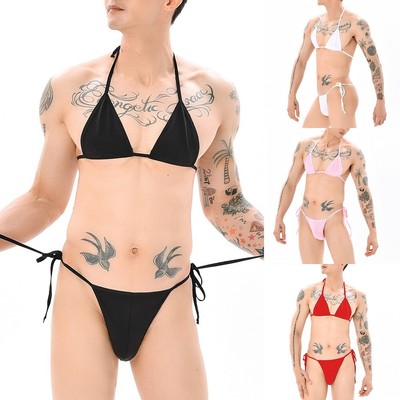 Unterw?sche Sissy BH Slip Kombination Oberteile Bikini Herren Schn??rung