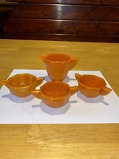 Akro Agate Vintage Orange Creamer and Cups From Children's Tea Set Misc. Pieces