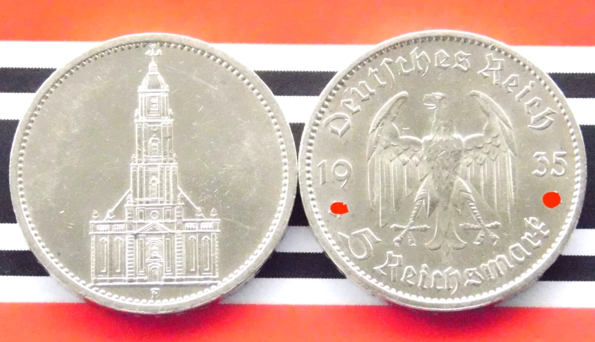 えんがわ1935年 1936年２枚ドイツ第三帝国戦時5マルク 銀貨 银色1935 年德国硬币| eBay