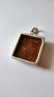 Vintage Sterling Silver Polish Baltic Amber 40mm 1.25” Square Medallion Pendant — photo 5