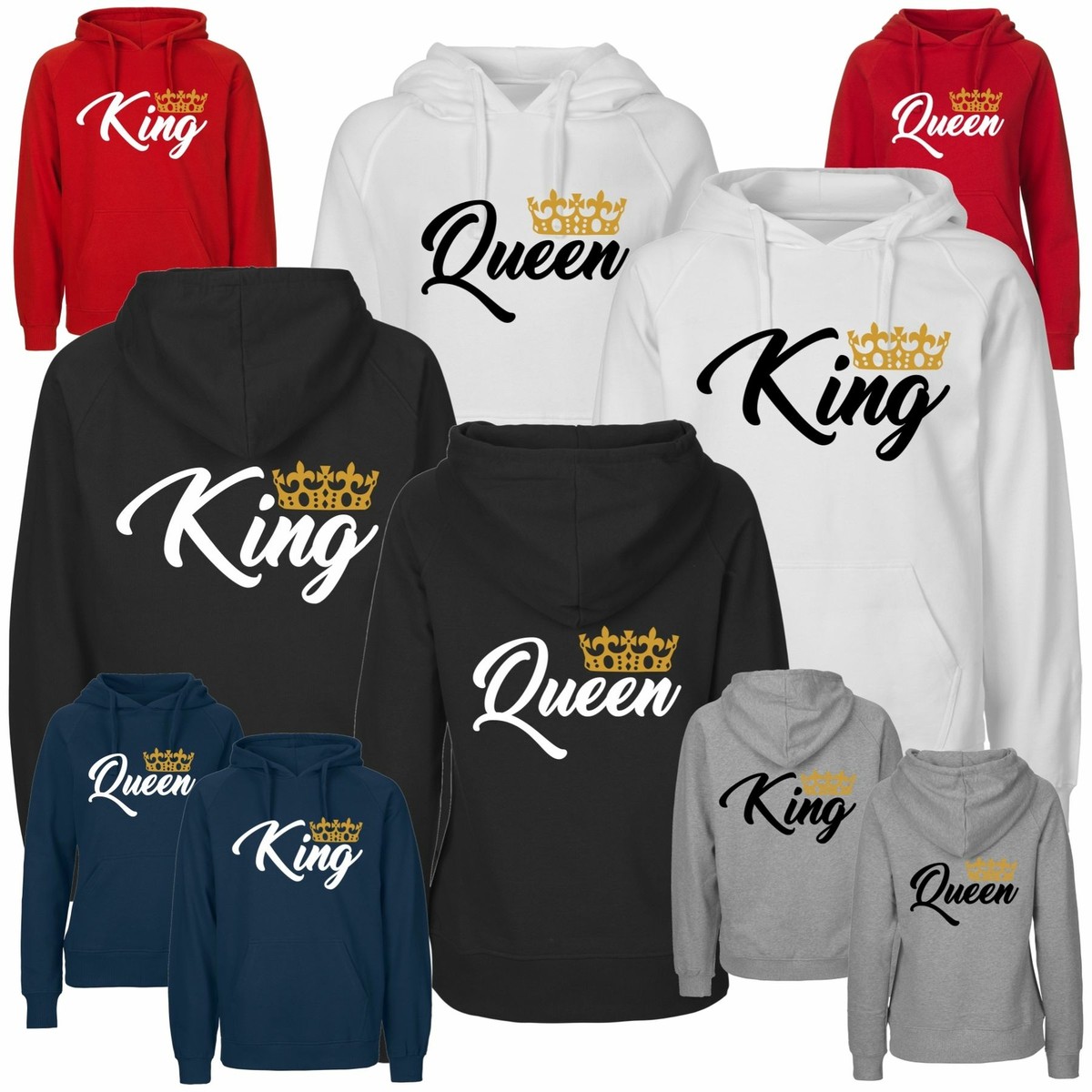Hoodies KING QUEEN Partner Paar Pullover Set König Königin Pärchen