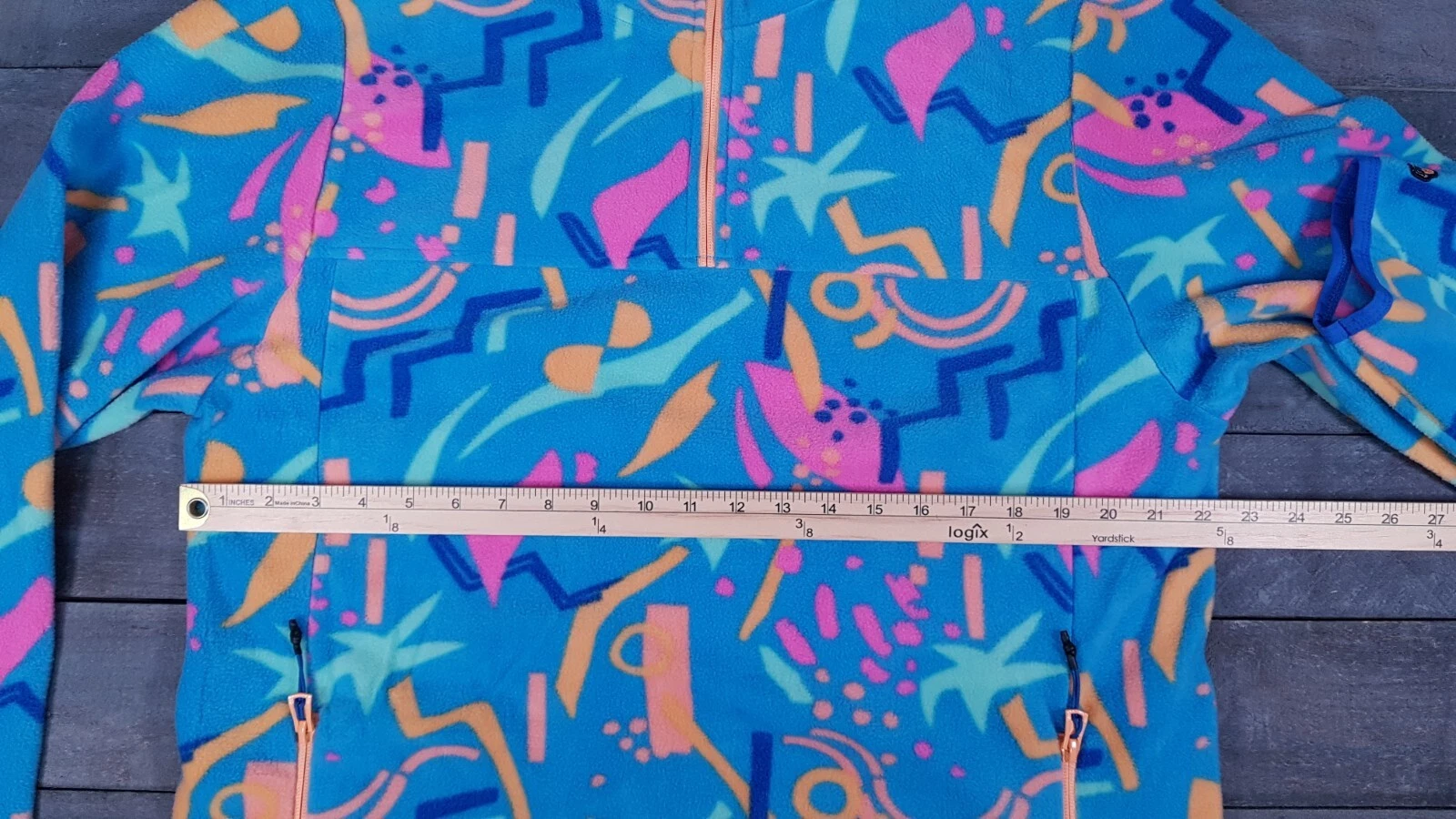 CHUBBIES The Apres Party 1/4 Zip Fleece Sweater Jacket Mens Size 2XL Blue Pink image 7