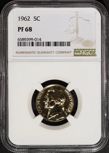 1962 5C Jefferson Head Nickel PF 68 NGC # 6589399-014 + Bonus