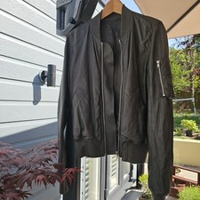 Rick Owens Leather Bomber Jacket Uk10 Dark Dust