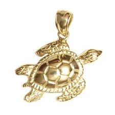 New 14k Gold Sea Turtle Pendant