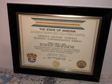 GARDE NATIONALE DE L'ARIZONA - CERTIFICAT COMMÉMORATIF D'ENTRAÎNEMENT MILITAIRE OUTRE-MER