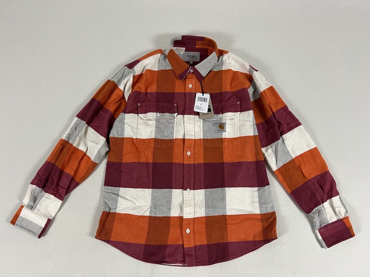 CARHARTT WIP LYMAN CHECK SHIRT KUMQUAT L NWT | eBay