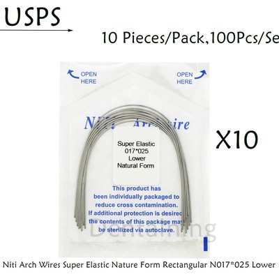 100Pcs Dental Orthodontic Elastic Arch Wire Niti Round Rectangular Natural Form