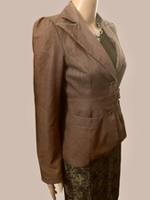 Vintage 90s Jacket Tailored Brown Pinstripe Blazer Preppy Grunge Boho Chic S