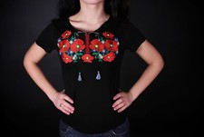 Vyshyvanka Traditional Embroidered Women Ukrainian t-shirt Ethnic Size S