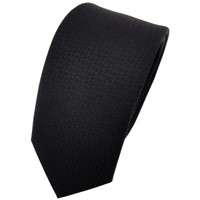 Schmale Tigertie Designer Krawatte Uni Schwarz Gemustert