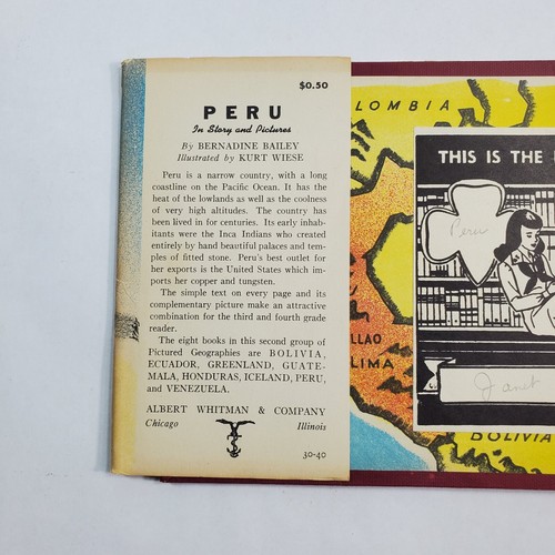 1942 Pictured Geography Peru In Story and Picture Bernadine Bailey HCDJ Whitman - Picture 3 of 8
