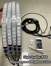 Set (4) 15.5" Remote Bluetooth DOUBLE ROW RGBW LED Trucks Wheel Rings Rim Lights