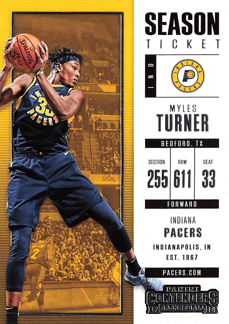 2017 Panini Contenders  #10 Myles Turner Indiana Pacers