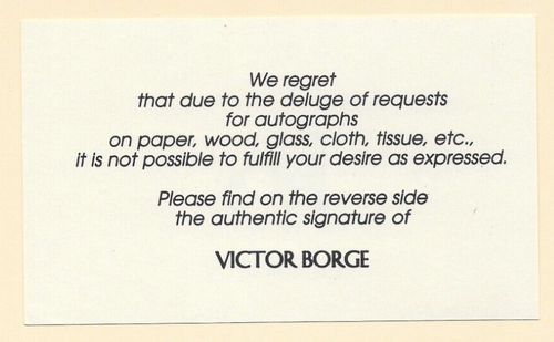 Victor Borge - Tarjeta de visita firmada por HOLLYWOOD - El príncipe payaso de Dinamarca - Imagen 5 de 7