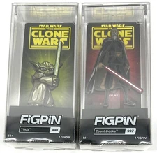 FiGPiN Star Wars The Clone Wars Yoda #998 & Count Dooku #997 Collectable Pins