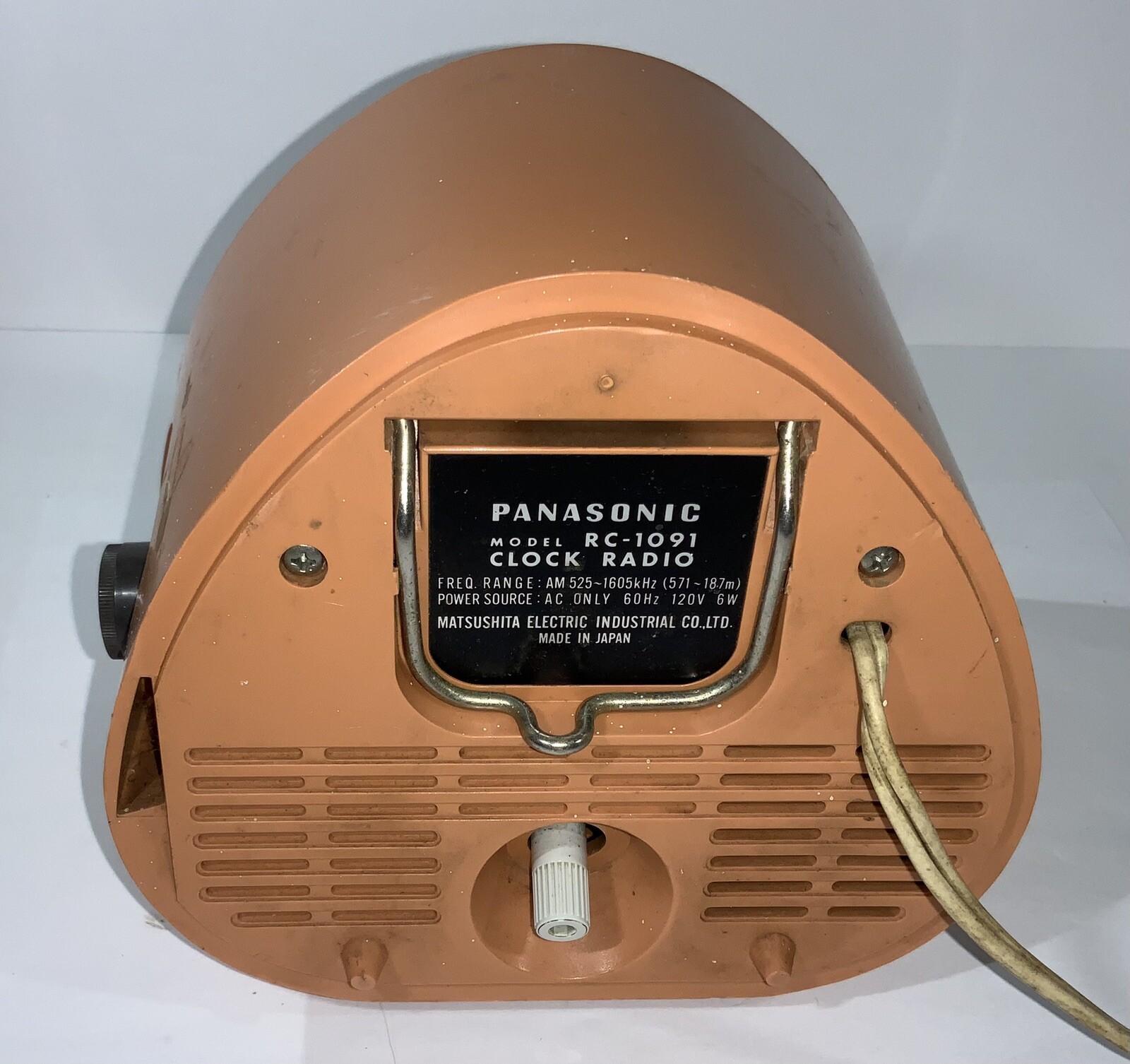 Vintage 1960s Panasonic Clock Radio RC1091 Orange Rare Keeps Perfect