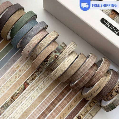 20pcs Washi Tapes Set Thin 7mm*3m Multi-Pattern Adhesive Masking Tape