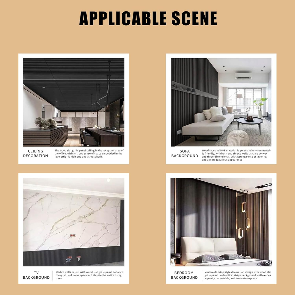 Acoustic Wood Slat Wall Panels Modern Wood Panels for Wall, 3D Fluted