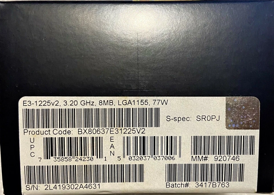Intel BX80637E31225V2 SR0PJ Xeon Processor E3-1225 v2 8M Cache, 3.20 GHz NEW - Image 2 of 2
