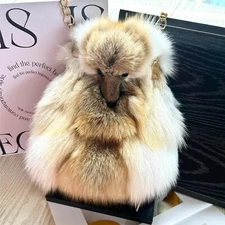 Women's Real Fox Fur Bag Shoulder Bag Popular Tote Bag Purse Crossbody Bag