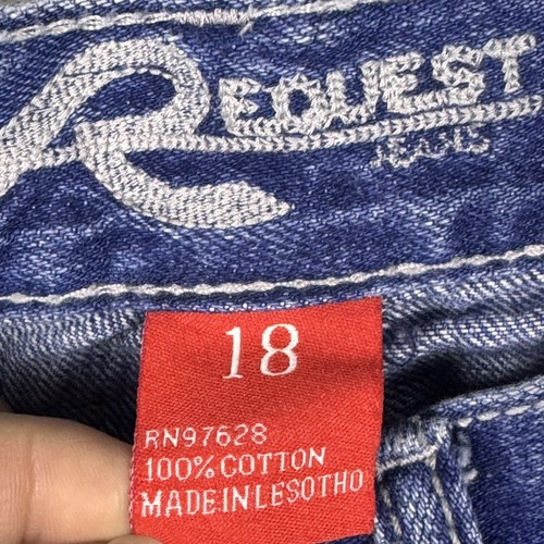 Request Boys Size 18 Denim Jeans Embroidered Distressed - Picture 8 of 9