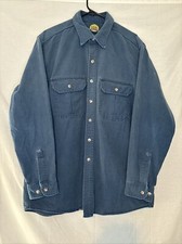 Vintage 90s Cabelas Mens Chamois Heavyweight Blue Shirt Sz XLT Made In USA