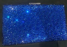 New Royal Blue Crystal Evening Clutch Bag 9''x 6'' Fits Iphone