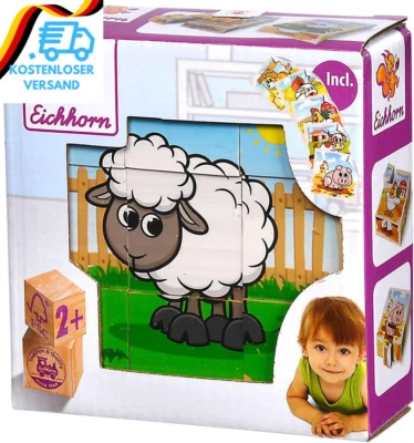 BESUCHE DEN EICHHORN-STORE Eichhorn - Bilderwürfel Bauernhof, 9 Bausteine Mit 6 Motiven, Inkl. Vorlage, 9 T