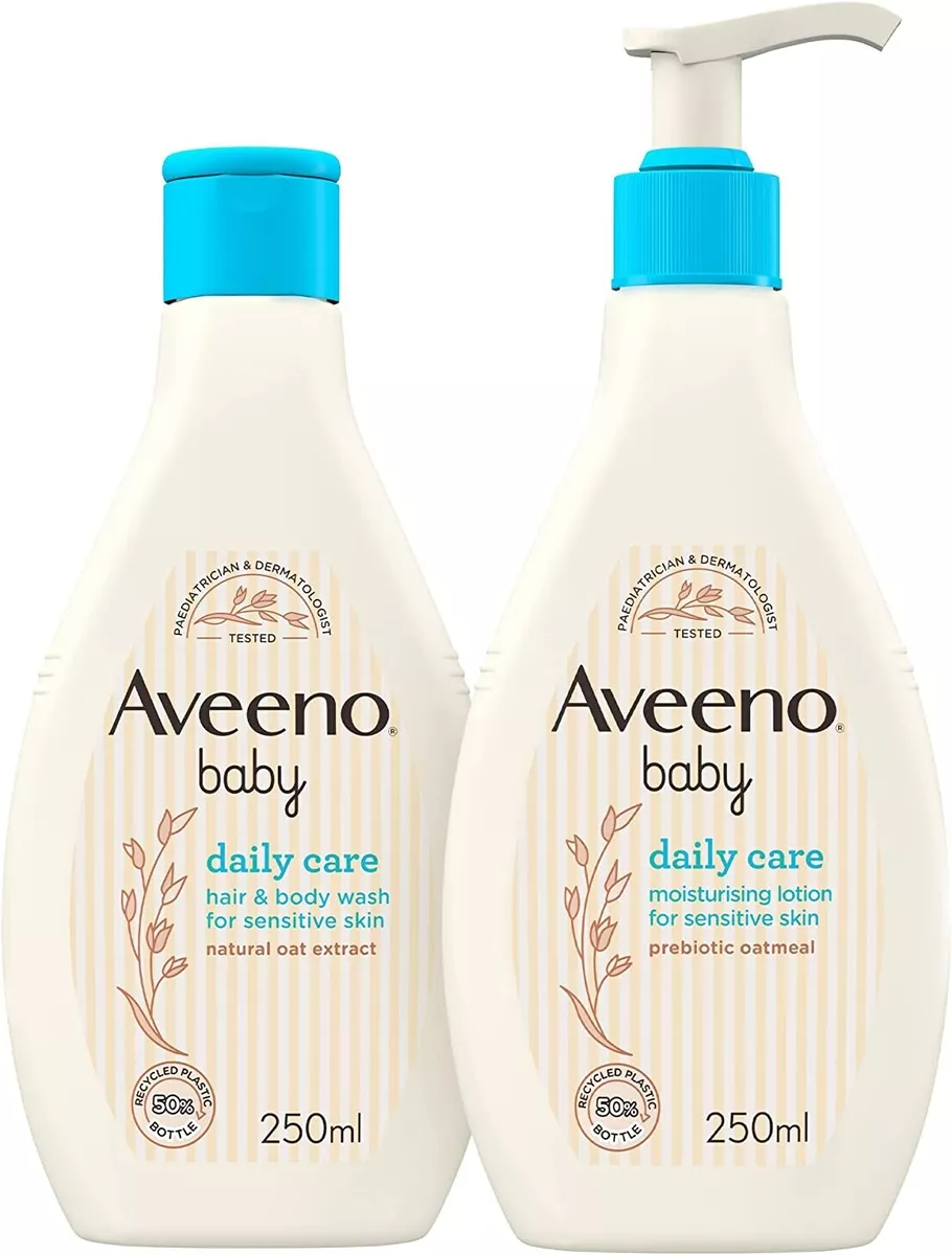 AVEENO Baby, Daily Care Set, Hair & Body Wash 250ml + Moisturising Lotion  250ml