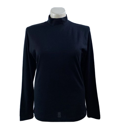 Black Silk Wool Mock Turtleneck Italy 