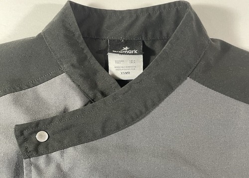 ARAMARK Chef Coat Mens XSMR Grey Button Up Snap Excellent Condition - Picture 4 of 10