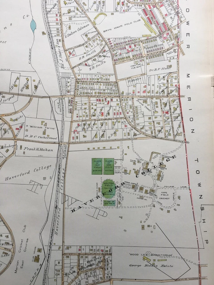 1929 DELAWARE COUNTY, PA, HAVERFORD COLLEGE MERION CRICKET CLUB ATLAS MAP - Image 2 of 3