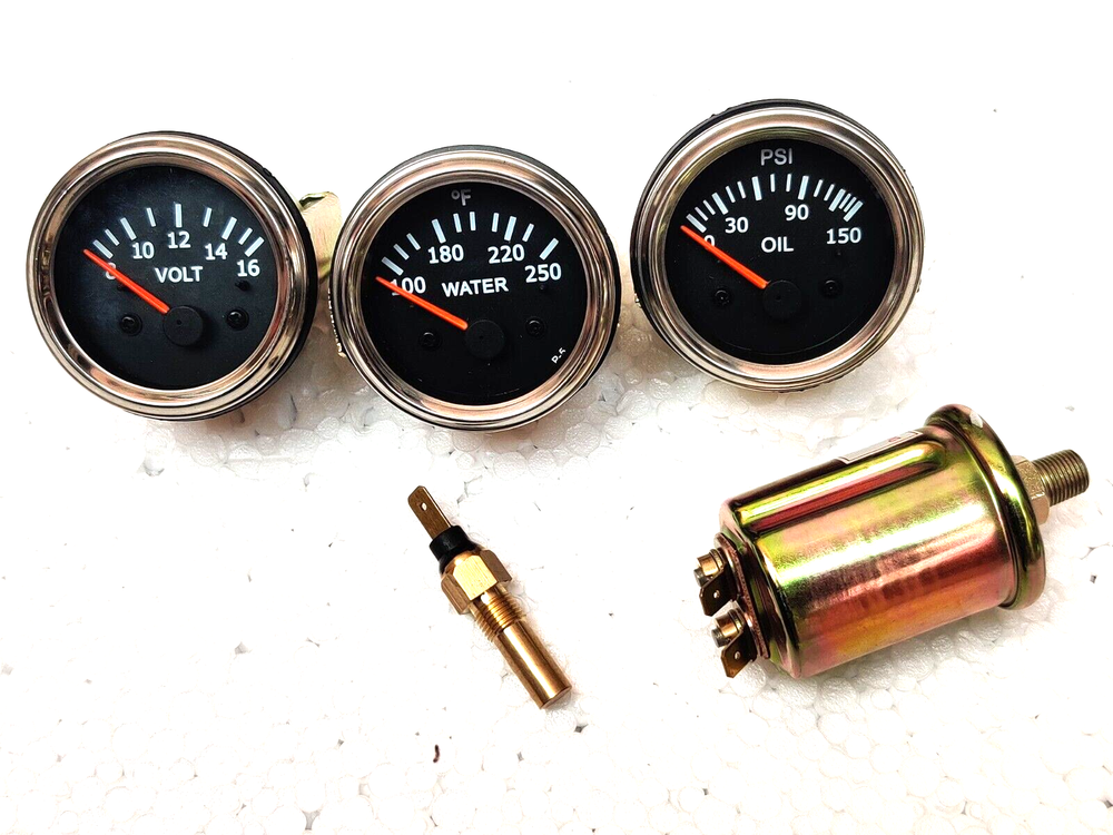 150psi Oil Pressure Volt Temp Gauge Kit with Sender