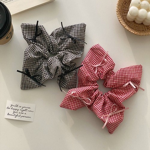 Plaids Hair Rings Bowknot Hair Ropes Elegant Hair Scrunchies Women Girl - Picture 2 of 12