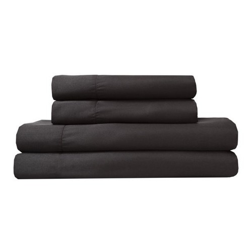 NWT's Elite Home Products Silky Luxurious Woven Satin 3-Piece Sheet- Black