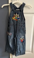 Vintage Disney Store Mickey Denim Overalls Unisex 12-18 Months READ DISCRIPTION