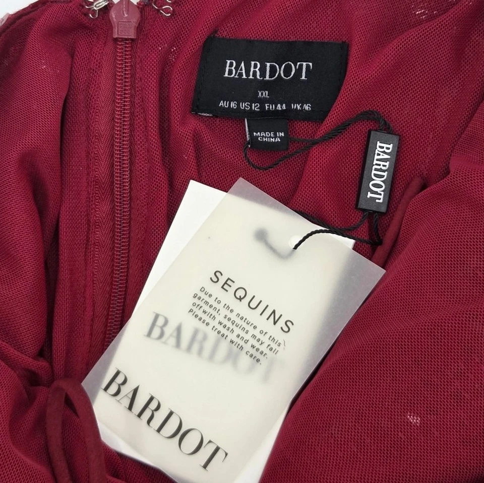 Bardot Verona Midi Maxi Dress Size 12 Red Sequined Dance Party Glam Mobwife Sexy - Image 3 of 4