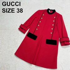 Gucci Velvet Trim Retro Tweed Dress Size 38 Chest 43.5cm Elegant Red