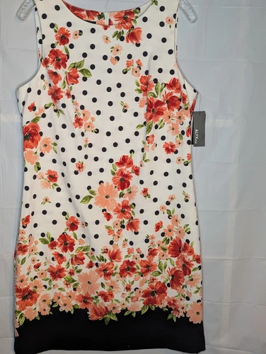 Mini abito Alyx floreale a pois senza maniche zip nascosta nuovo con etichette taglia 8 Flirty Artsy insegnante