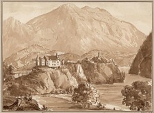 Rhazuns Castle Switzerland 1834 Watercolour Painting - 19th Century - Grand Tour