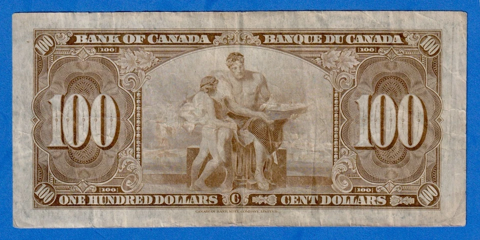 Canada $100 1937 BC-27b / P-64b Circulated  Note B/J 3660642  Sir John MacDonald - Image 2 of 4