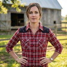 Check Me First Large L Plaid Red Black Lace Button Up Lace Back Roll Tab Blouse