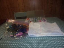 EMBROIDERY THREAD LOT INCLUDING PILLOW CASES AND DRESSER SCARF MIXED LOT