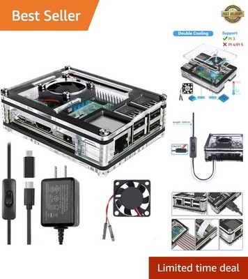 Case for Raspberry Pi 3 with Fan Cooling Pi 3B Case with 3 Pcs Heat-Sinks 5V ...
