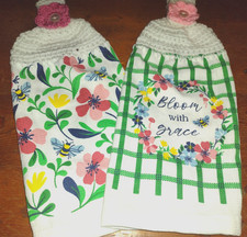 Crochet Top "Bloom/Flowers" Full Hanging Kitchen Dish Towels 2