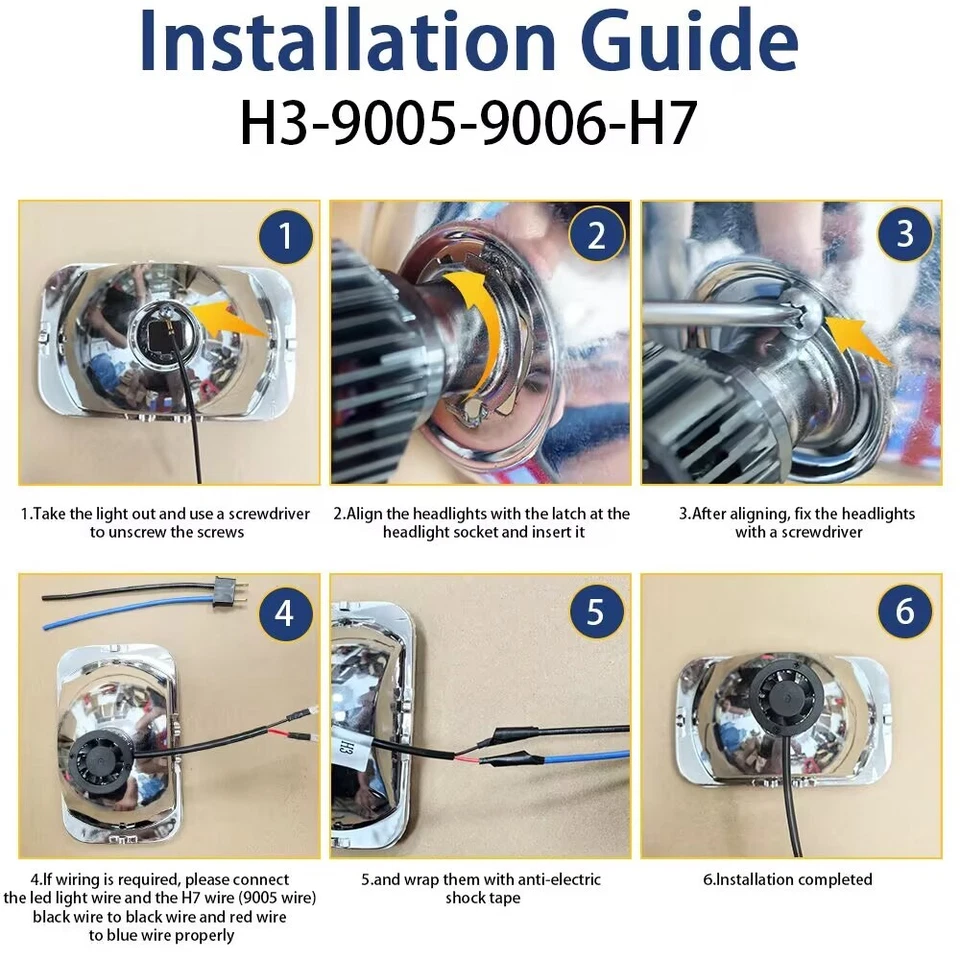 4PC 6000k LED Headlights Hi/Lo Sealed Beam For ISUZU IMPULSE 1988-1988 1989 - Image 2 of 4