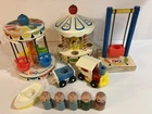 Vintage Fisher-Price Little People Amusement Park Playset Train Boat Carousel