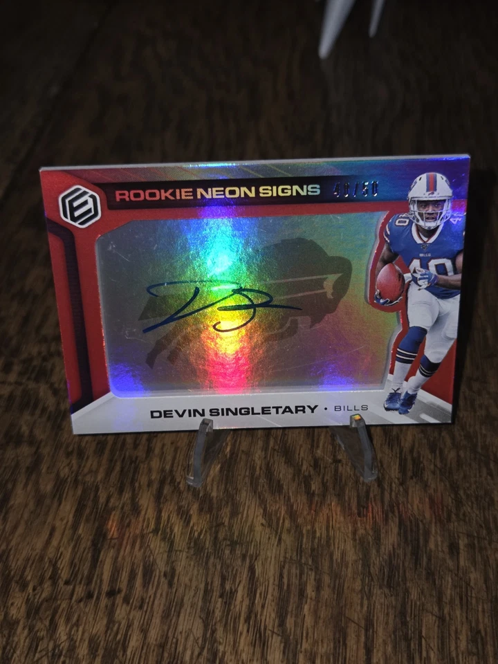 2019 Elements Rookie Neon Signs Devin Singletary Rc AUTO 48/50 Bills Giants - Image 3 of 4