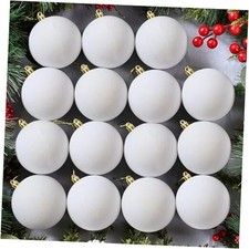 24 Pcs 3.15Inches Velvet Christmas Ball Ornaments, Shatterproof Cream White